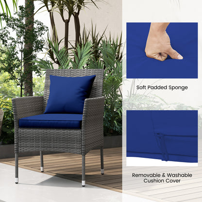 3 Piece Patio Furniture Set, Cushioned Chairs, Tempered Glass Table, Navy Patio Conversation Sets at Gallery Canada