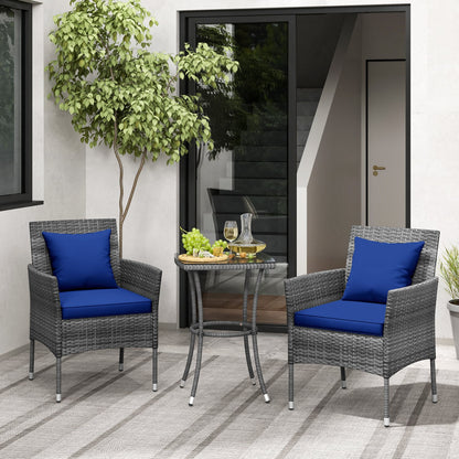 3 Piece Patio Furniture Set, Cushioned Chairs, Tempered Glass Table, Navy Patio Conversation Sets at Gallery Canada