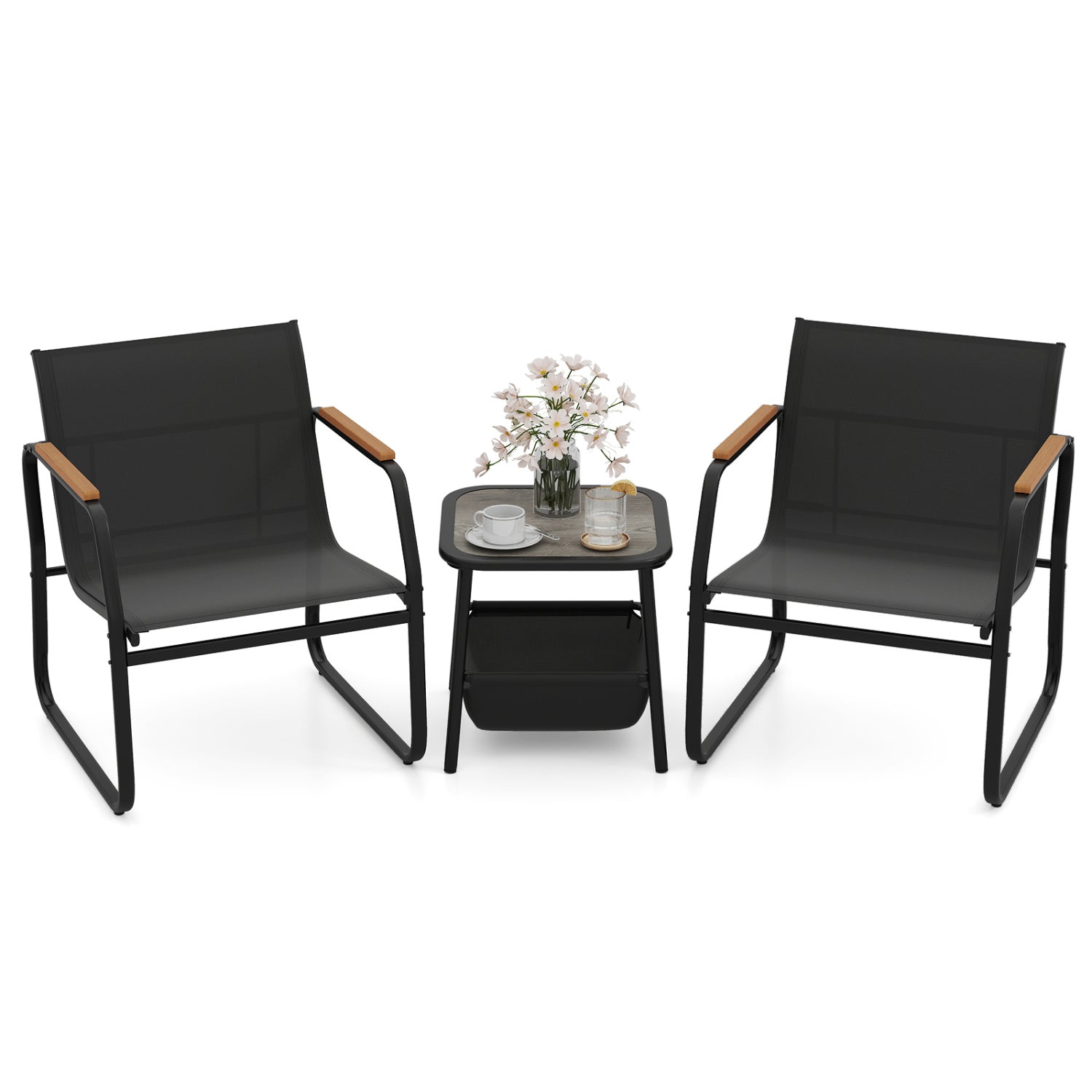 3-Piece Patio Bistro Set, Black Camping Furniture at Gallery Canada