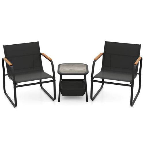 3-Piece Patio Bistro Set, Black