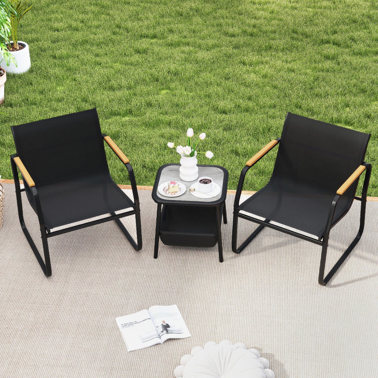 3-Piece Patio Bistro Set, Black Camping Furniture at Gallery Canada