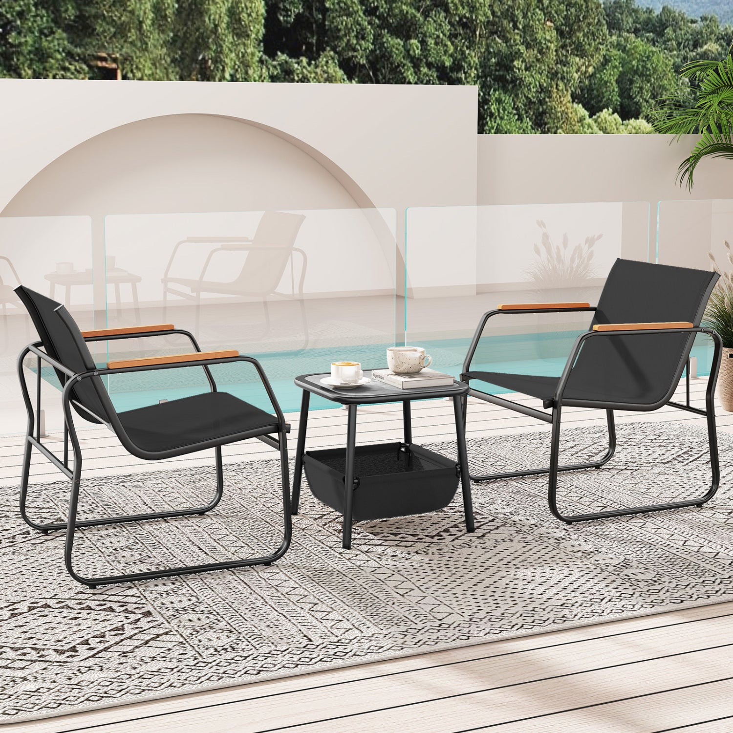 3-Piece Patio Bistro Set, Black Camping Furniture at Gallery Canada