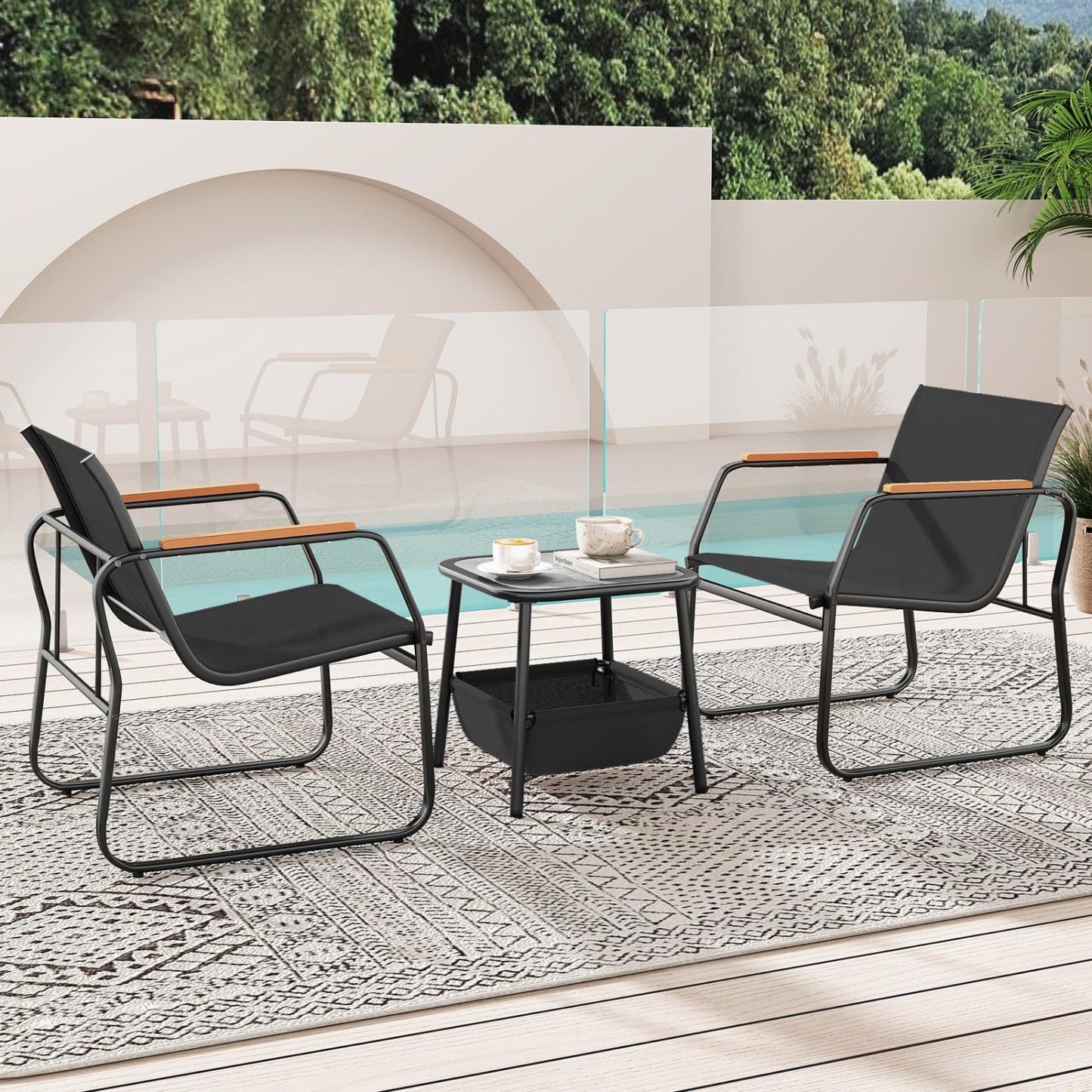 3-Piece Patio Bistro Set, Black Camping Furniture at Gallery Canada