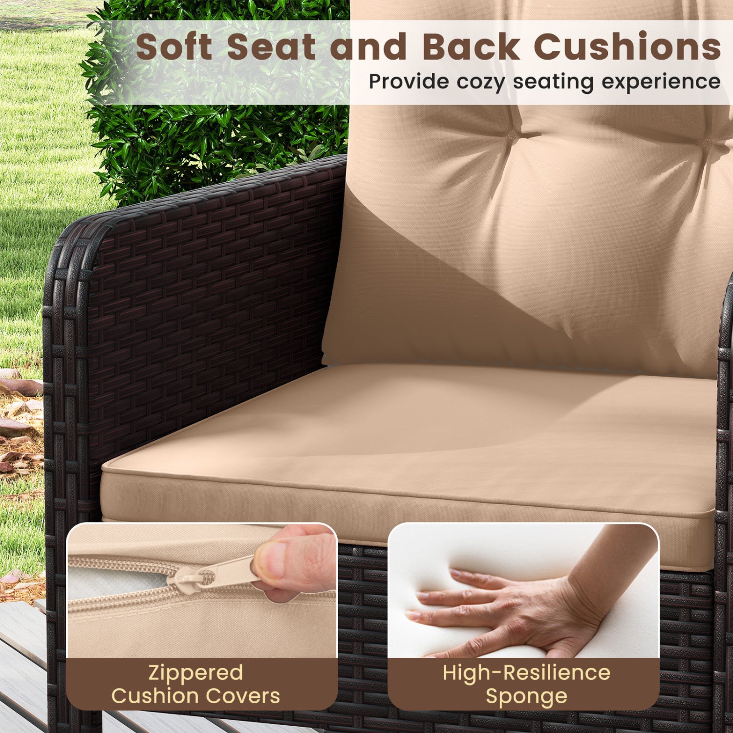 3-Piece Patio PE Wicker Furniture Set Patio Conversation Sets at Gallery Canada