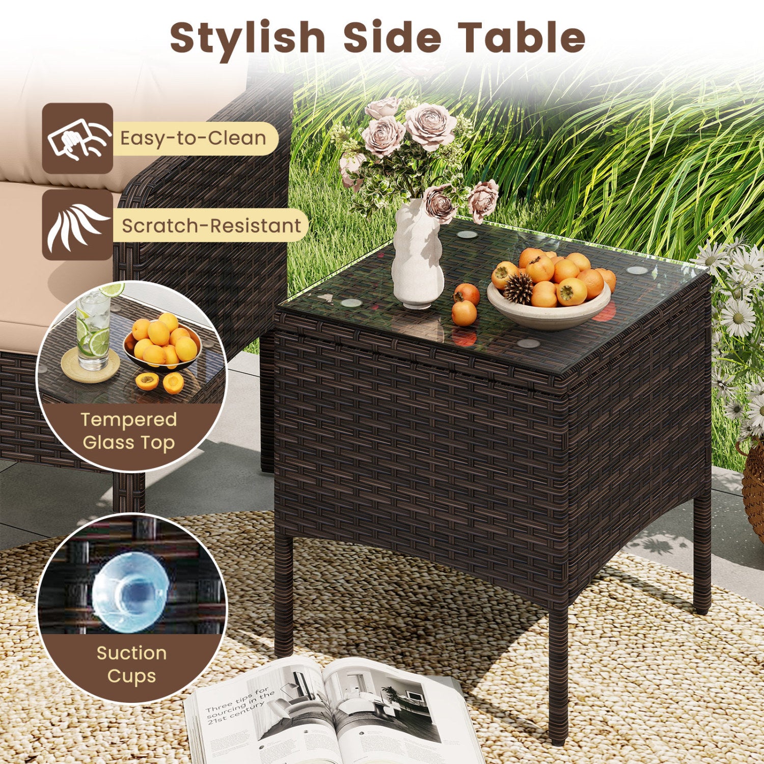 3-Piece Patio PE Wicker Furniture Set Patio Conversation Sets at Gallery Canada