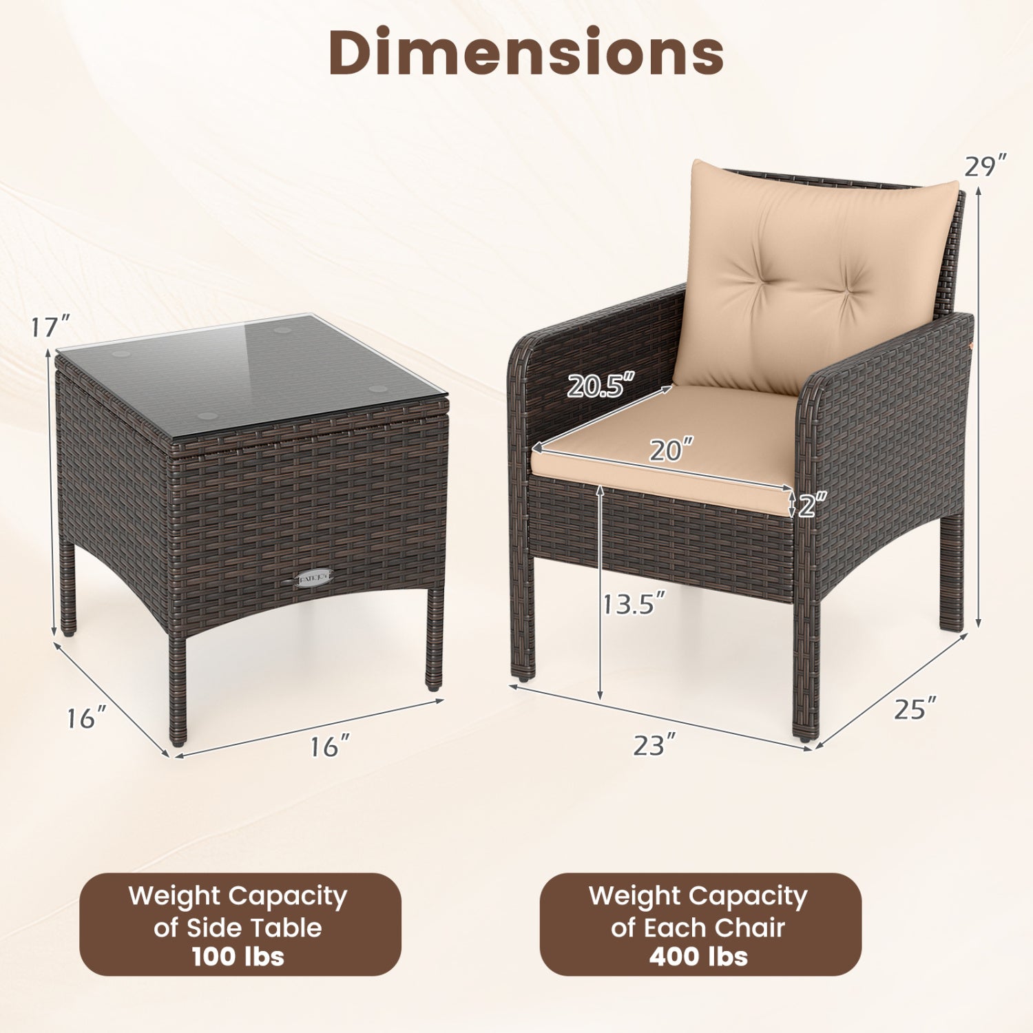 3-Piece Patio PE Wicker Furniture Set Patio Conversation Sets at Gallery Canada