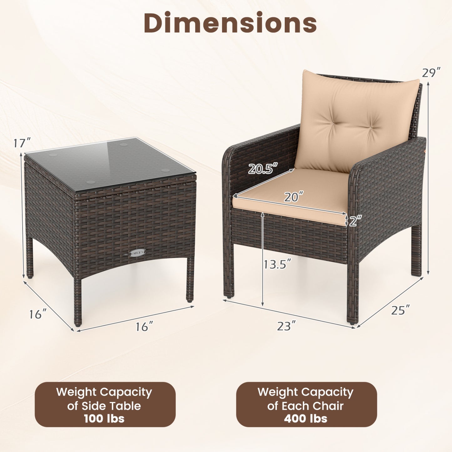3-Piece Patio PE Wicker Furniture Set Patio Conversation Sets at Gallery Canada