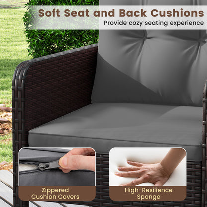 3-Piece Patio PE Wicker Set With Cushions, Gray Patio Conversation Sets at Gallery Canada