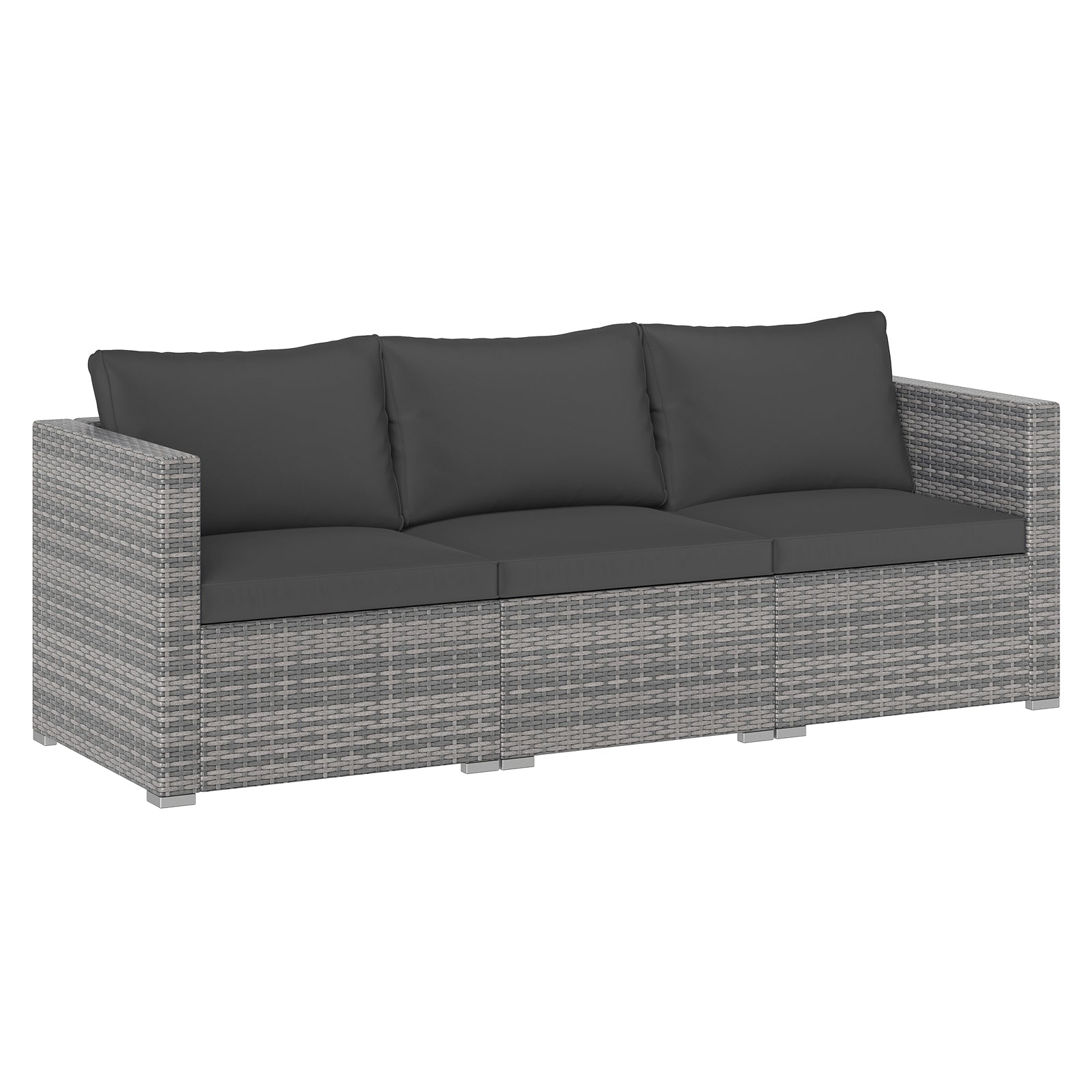 3 Pieces Patio Sectional Sofa Set PE Rattan Modular Couch Furniture Set with Soft Cushions, Black Outdoor Sectionals at Gallery Canada