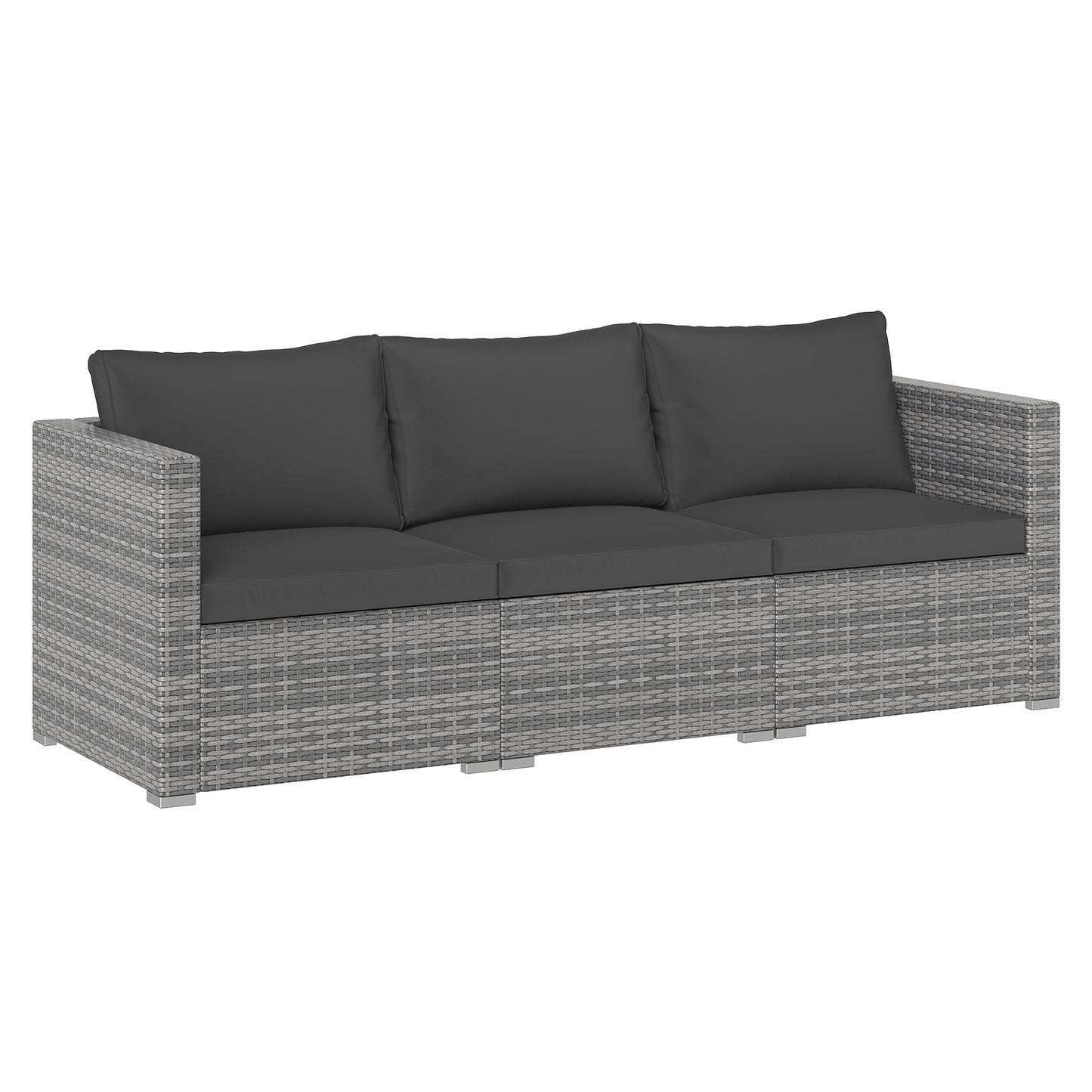 3 Pieces Patio Sectional Sofa Set PE Rattan Modular Couch Furniture Set with Soft Cushions, Black Outdoor Sectionals at Gallery Canada