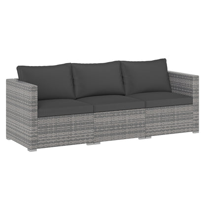 3 Pieces Patio Sectional Sofa Set PE Rattan Modular Couch Furniture Set with Soft Cushions, Black Outdoor Sectionals at Gallery Canada