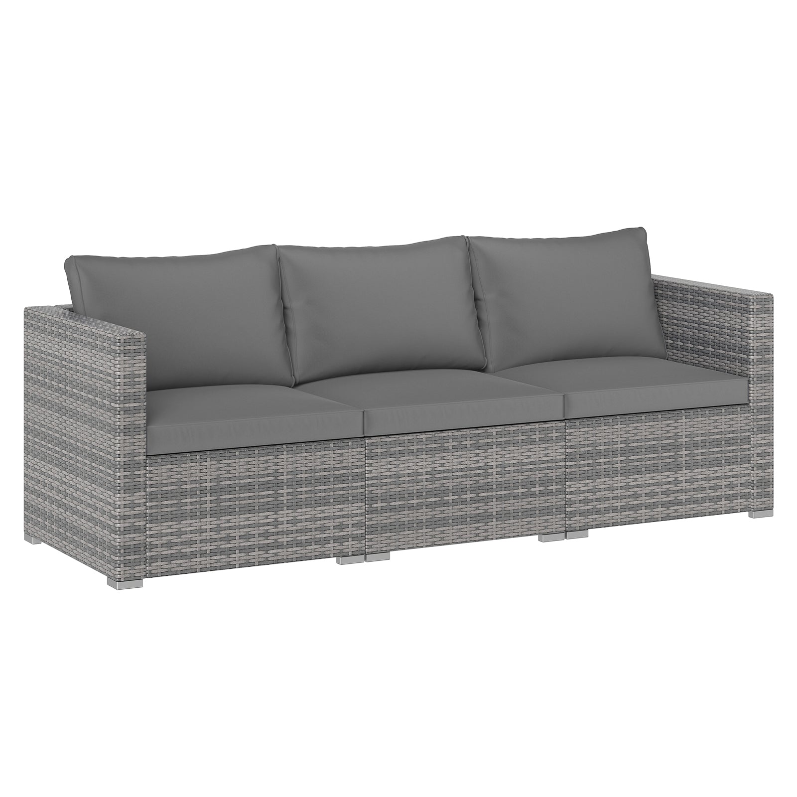 3 Pieces Patio Sectional Sofa Set PE Rattan Modular Couch Furniture Set with Soft Cushions, Gray Outdoor Sectionals Gray at Gallery Canada