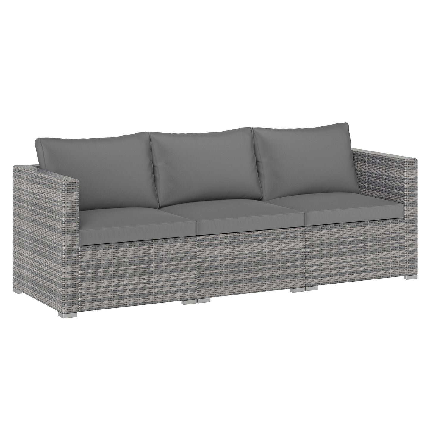 3 Pieces Patio Sectional Sofa Set PE Rattan Modular Couch Furniture Set with Soft Cushions, Gray Outdoor Sectionals Gray at Gallery Canada