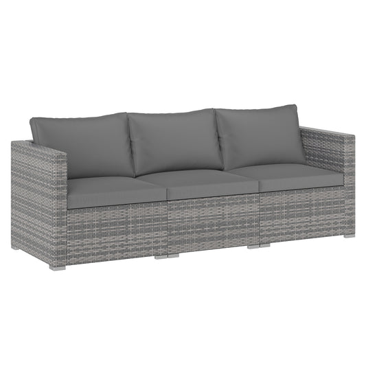 3 Pieces Patio Sectional Sofa Set PE Rattan Modular Couch Furniture Set with Soft Cushions, Gray Outdoor Sectionals Gray at Gallery Canada