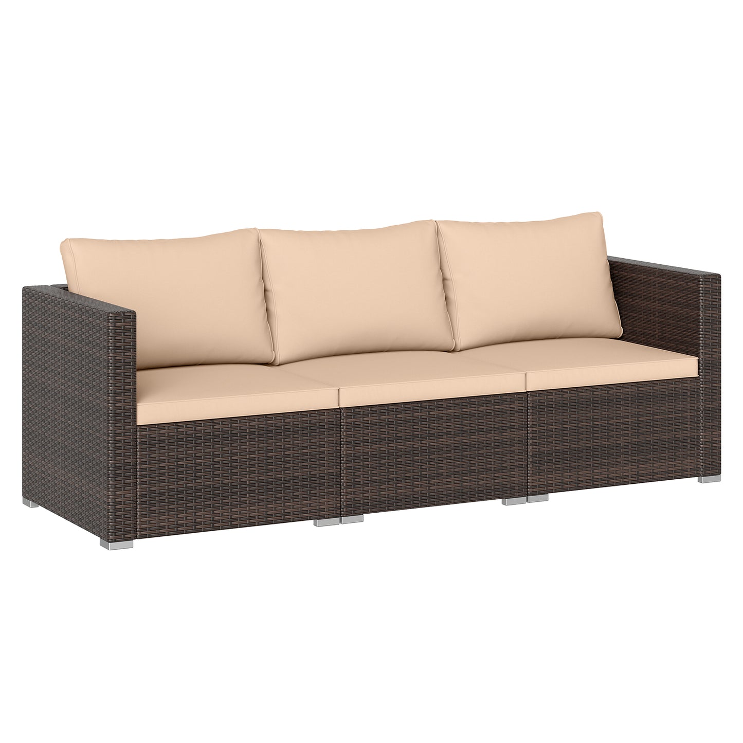 3-Piece Patio Sectional Sofa Set, Beige Outdoor Sectionals Beige at Gallery Canada