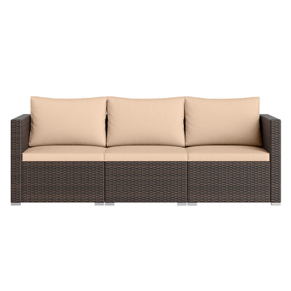 3-Piece Patio Sectional Sofa Set, Beige Outdoor Sectionals at Gallery Canada