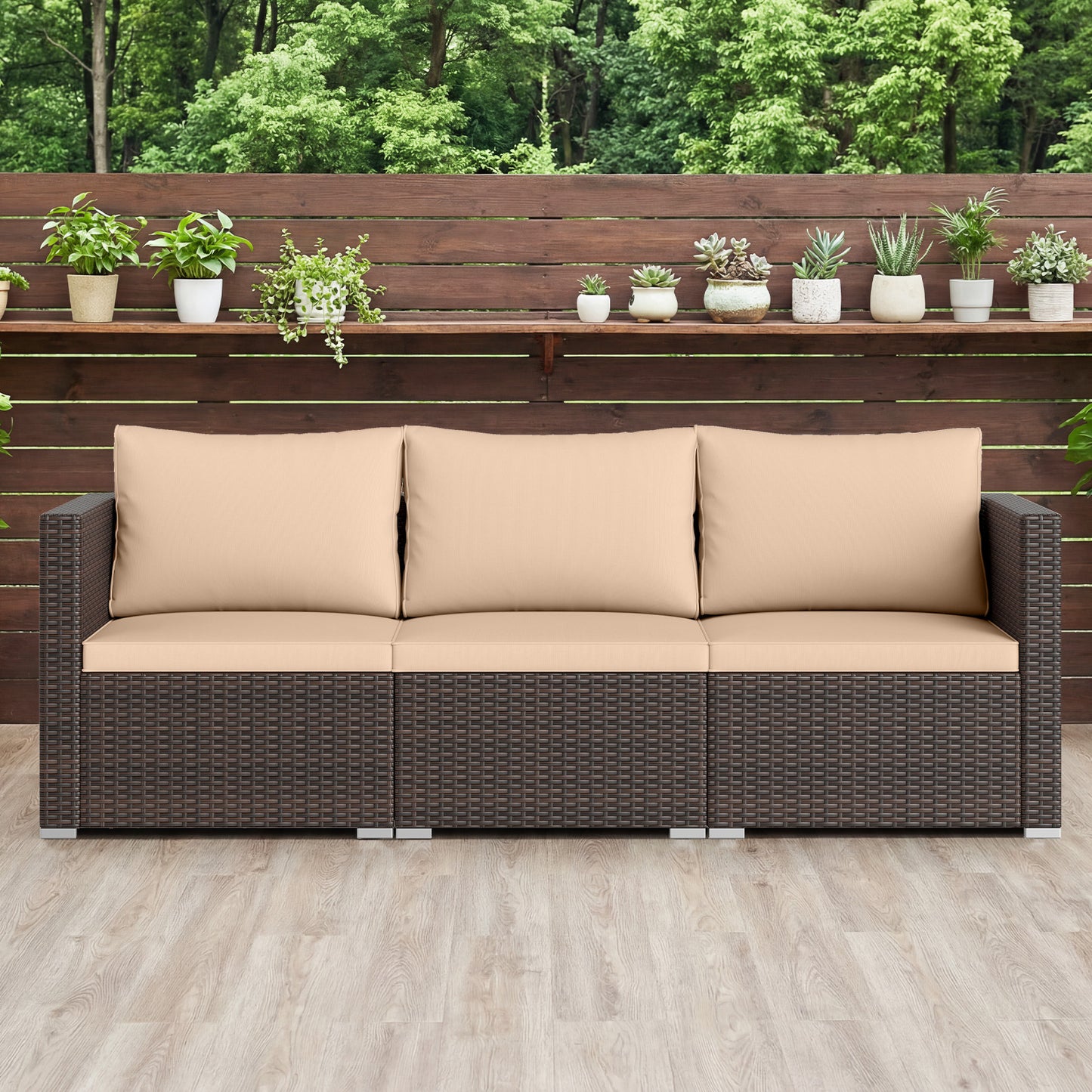 3-Piece Patio Sectional Sofa Set, Beige Outdoor Sectionals at Gallery Canada