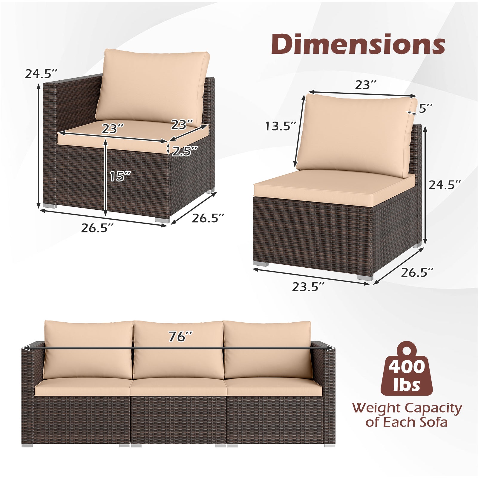 3-Piece Patio Sectional Sofa Set, Beige Outdoor Sectionals at Gallery Canada