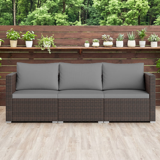 3-Piece Patio Sectional Sofa Set, Gray Outdoor Sectionals Gray at Gallery Canada
