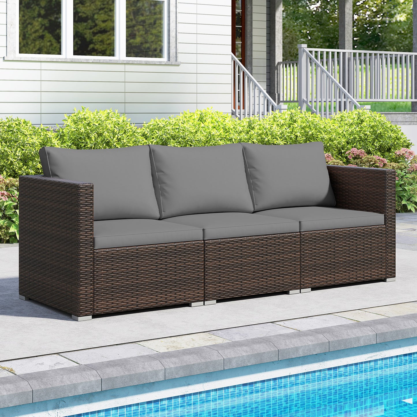 3-Piece Patio Sectional Sofa Set, Gray Outdoor Sectionals at Gallery Canada