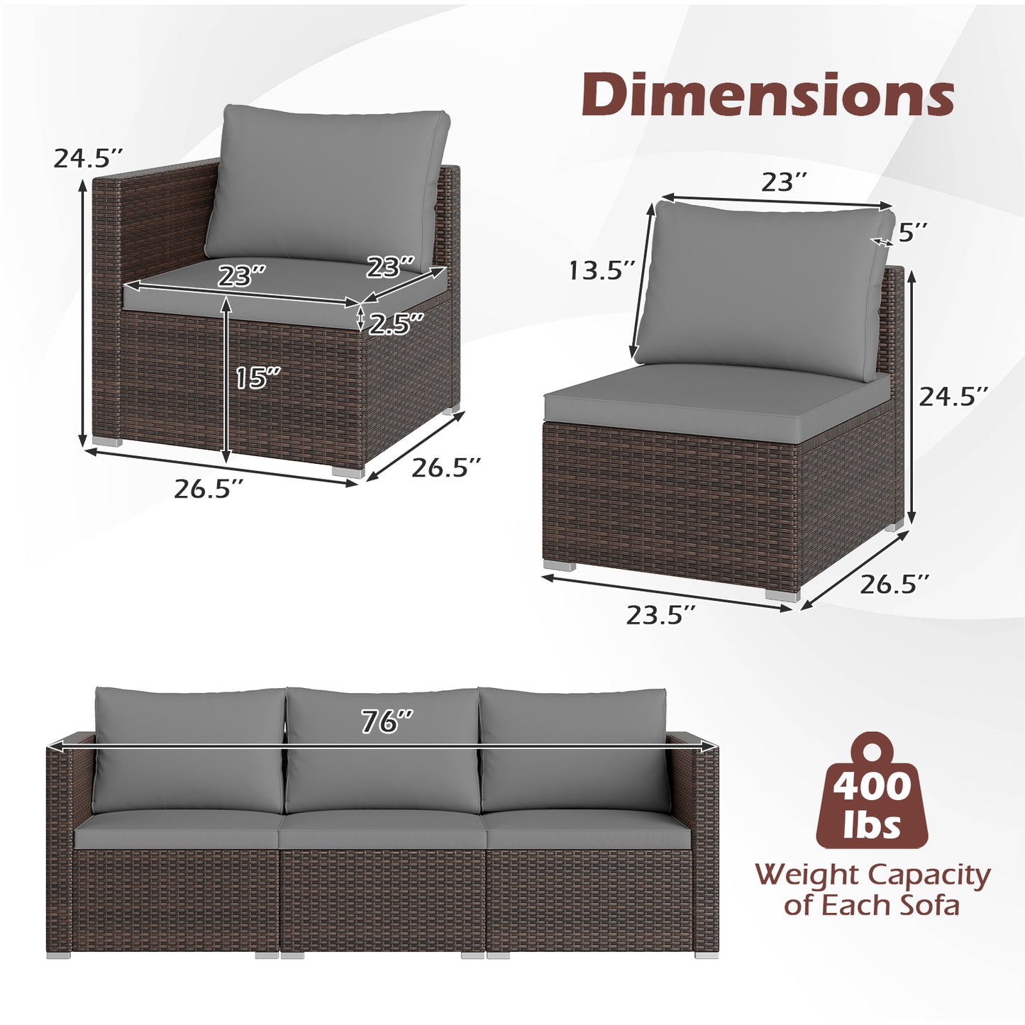 3-Piece Patio Sectional Sofa Set, Gray Outdoor Sectionals at Gallery Canada