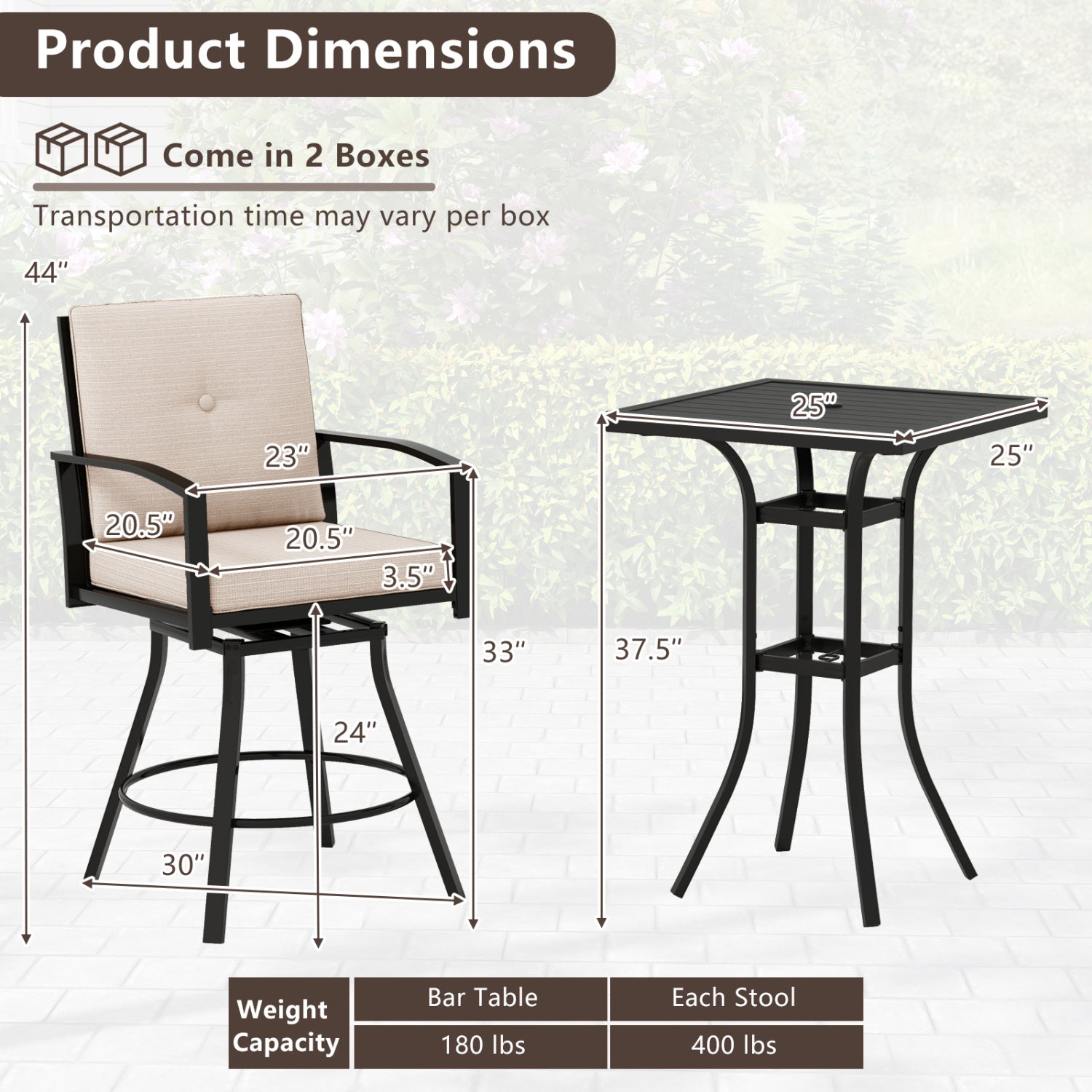 3 Piece Patio Swivel Bar Set with Umbrella Hole, Beige Patio Bar Furniture at Gallery Canada