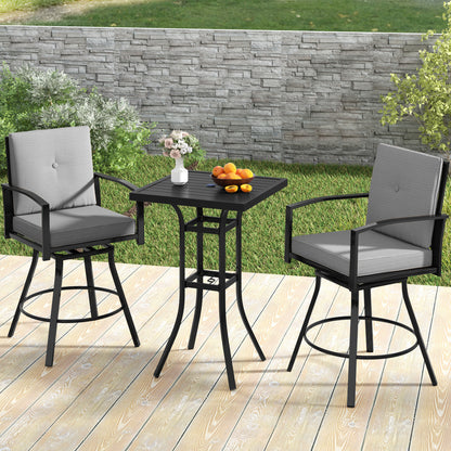 3 Piece Patio Swivel Bar Set, with Umbrella Hole, Gray Patio Bar Furniture at Gallery Canada