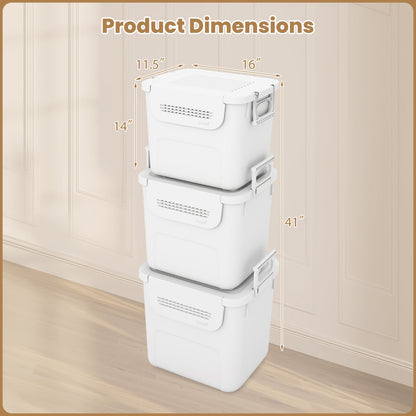 3 Pieces Plastic Storage Bins Stackable with Front Door and Side Handles, White Dressers & Chests at Gallery Canada