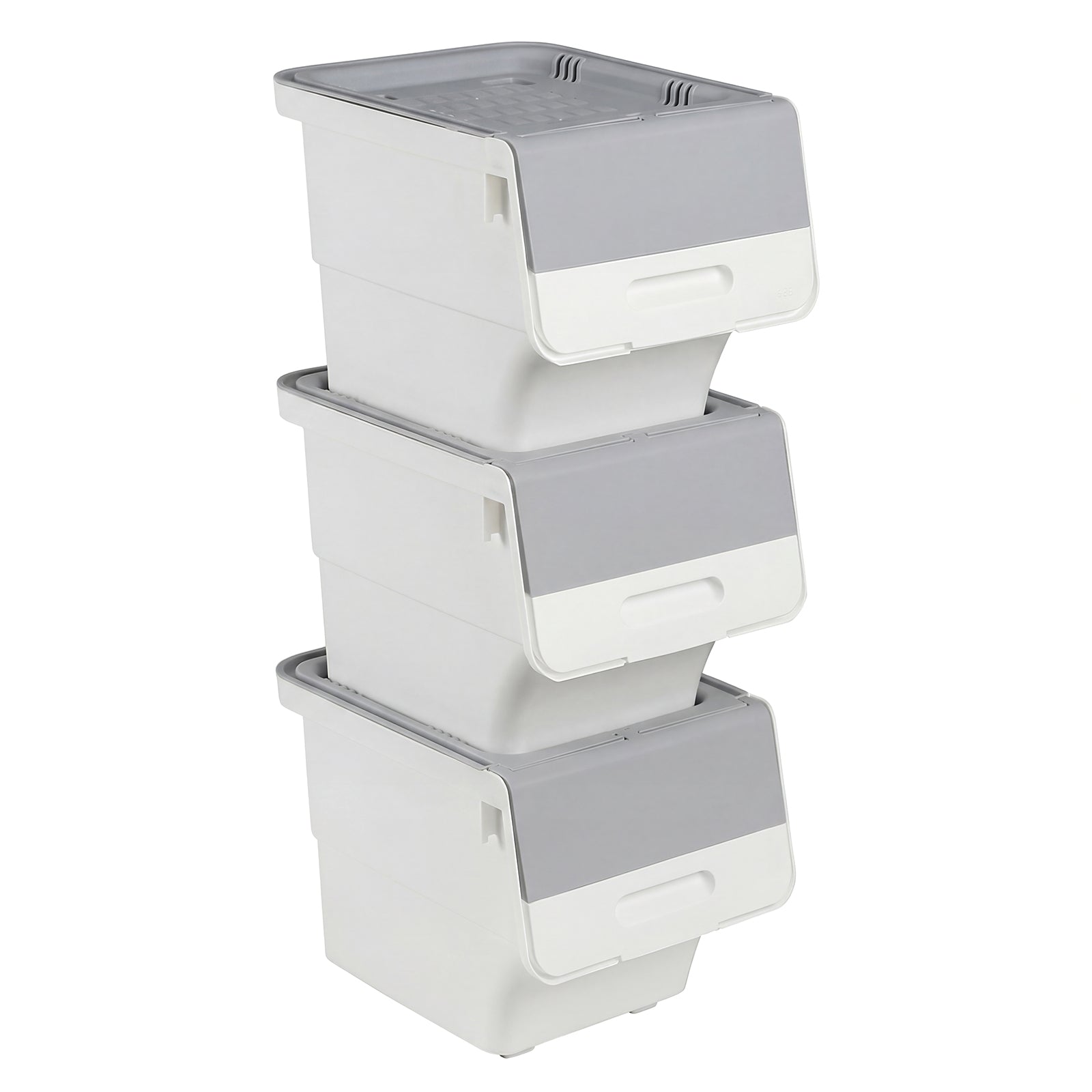 3 Pieces Storage Bins on Wheels Stackable Plastic Boxes with Stay-Open Lid (S), Gray Dressers & Chests Gray at Gallery Canada