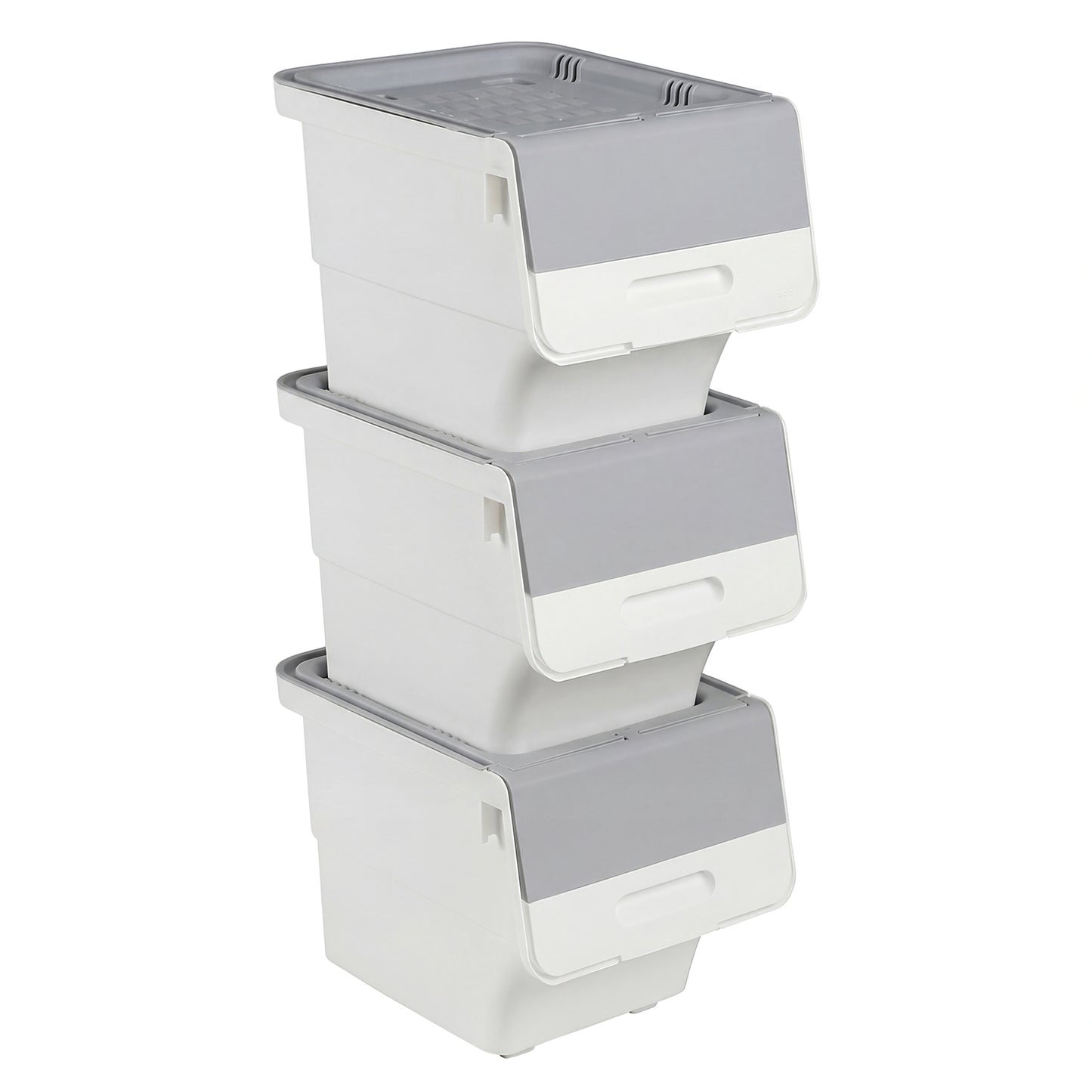 3 Pieces Storage Bins on Wheels Stackable Plastic Boxes with Stay-Open Lid (S), Gray Dressers & Chests Gray at Gallery Canada