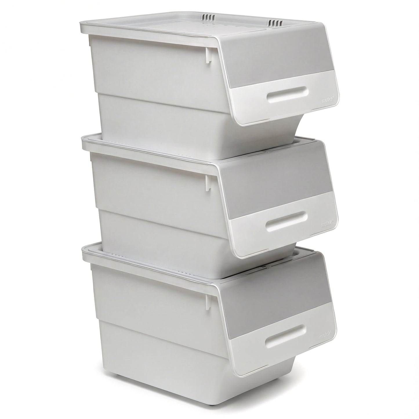3 Pieces Storage Bins on Wheels Stackable Plastic Boxes with Stay-Open Lid (M), Gray Dressers & Chests Gray at Gallery Canada