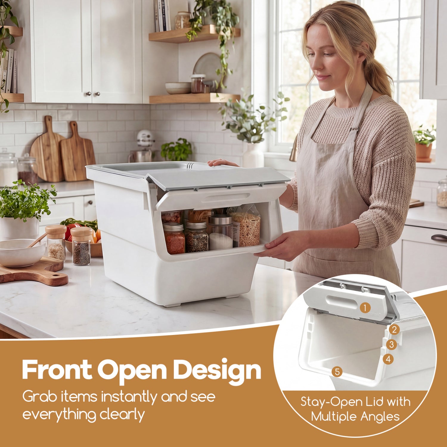 3 Pieces Storage Bins on Wheels Stackable Plastic Boxes with Stay-Open Lid (M), Gray Dressers & Chests at Gallery Canada