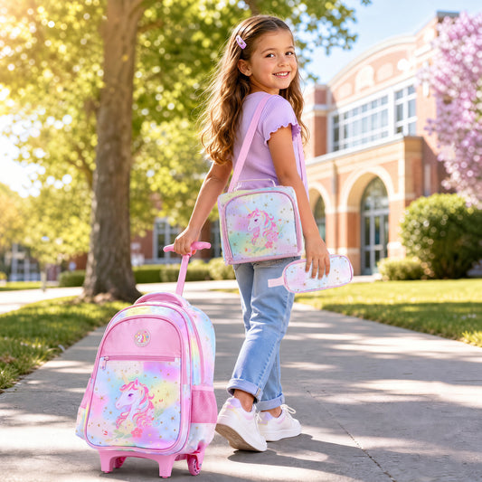 Kids Unicorn Rolling Backpack Set, Pink Kids Luggage Pink at Gallery Canada