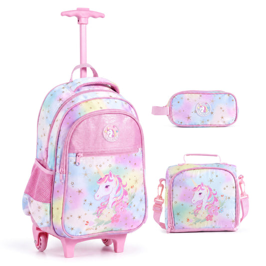 Kids Unicorn Rolling Backpack Set, Pink Kids Luggage Pink at Gallery Canada