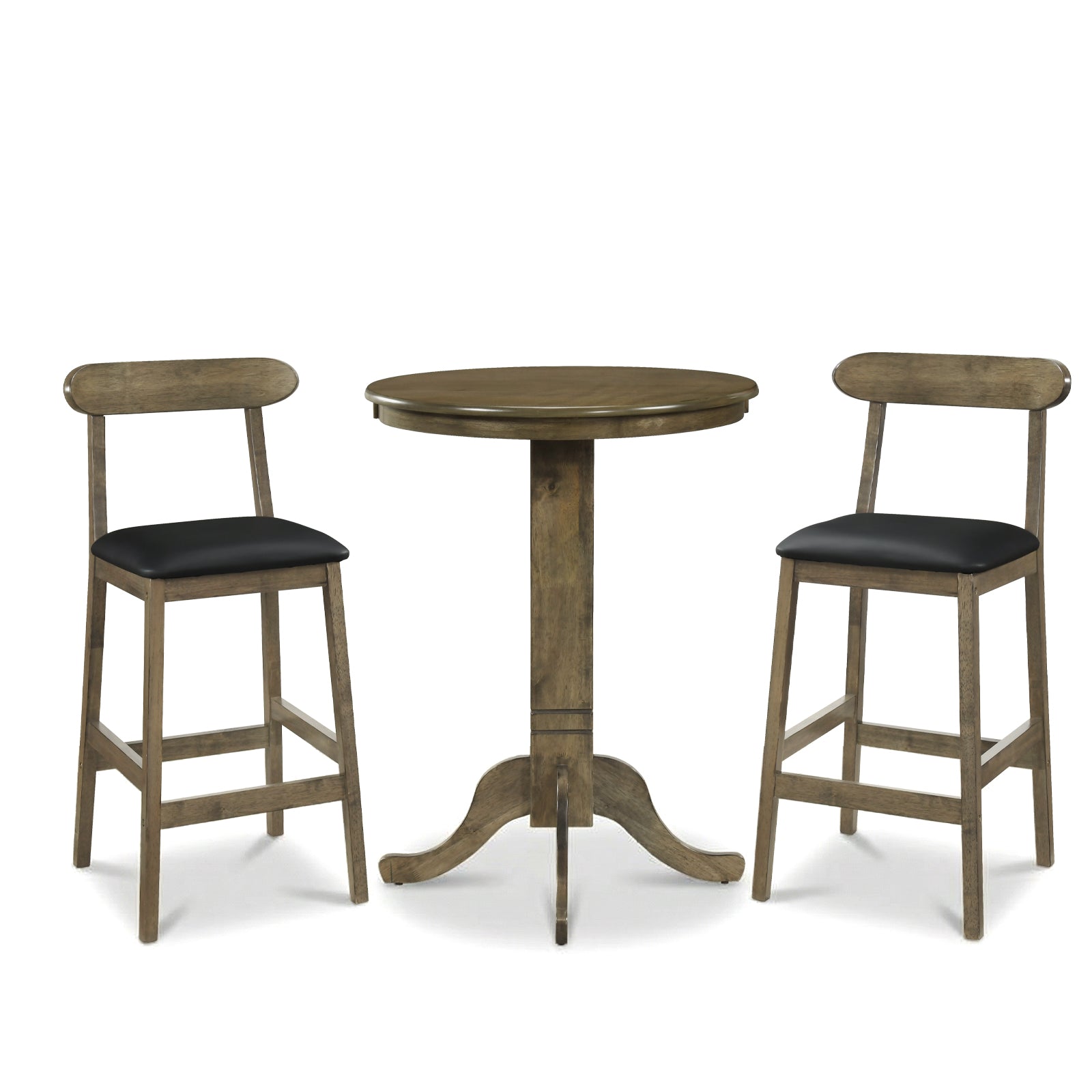 3 Pieces Wood Bar Table Set for 2 Round Pub Table with Pedestal Base and 2 Armless Stools Dining Room Sets Options at Gallery Canada