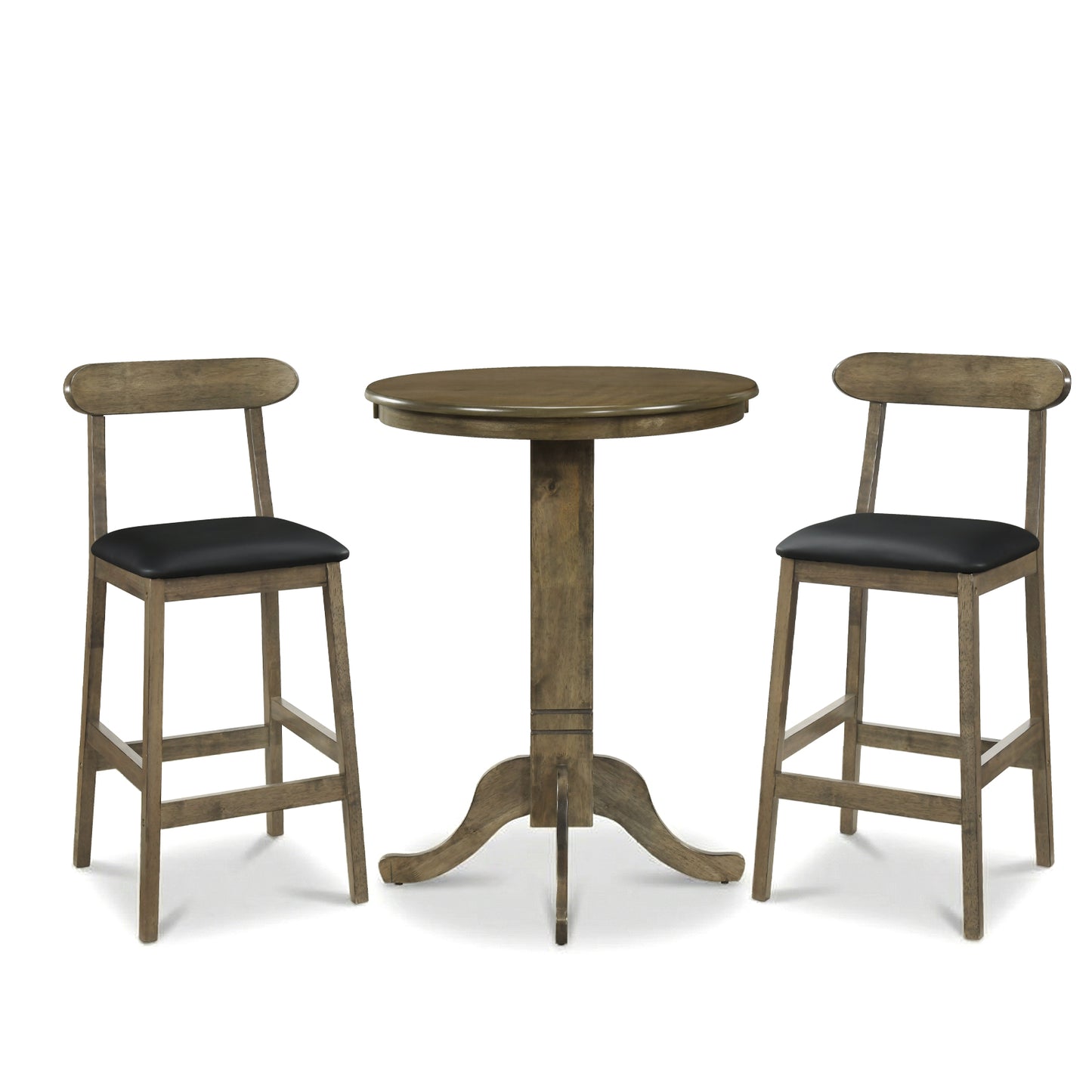 3 Pieces Wood Bar Table Set for 2 Round Pub Table with Pedestal Base and 2 Armless Stools Dining Room Sets Options at Gallery Canada