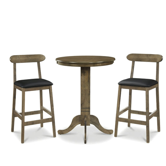 3 Pieces Wood Bar Table Set for 2 Round Pub Table with Pedestal Base and 2 Armless Stools Dining Room Sets Options at Gallery Canada