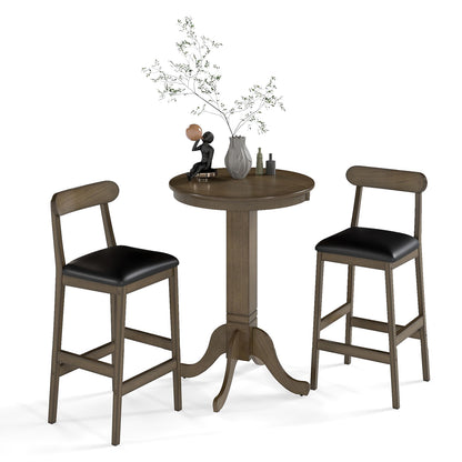 3 Pieces Wood Bar Table Set for 2 Round Pub Table with Pedestal Base and 2 Armless Stools Dining Room Sets at Gallery Canada