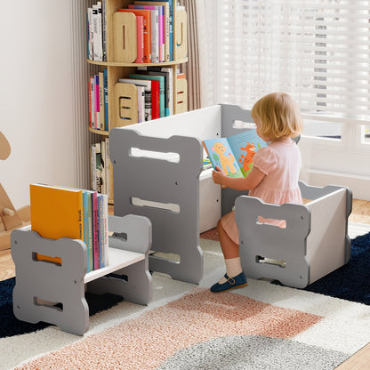 3-Piese Toddler Set with 2 Stools and Activity Table, Gray Kids Table & Chair Sets at Gallery Canada