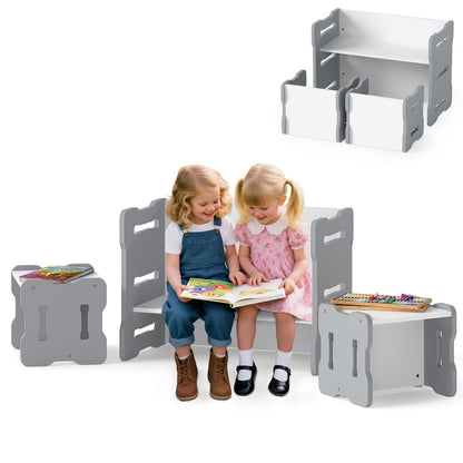 3-Piese Toddler Set with 2 Stools and Activity Table, Gray Kids Table & Chair Sets Gray at Gallery Canada