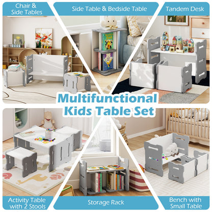 3-Piese Toddler Set with 2 Stools and Activity Table, Gray Kids Table & Chair Sets at Gallery Canada