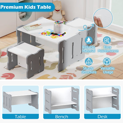 3-Piese Toddler Set with 2 Stools and Activity Table, Gray Kids Table & Chair Sets at Gallery Canada