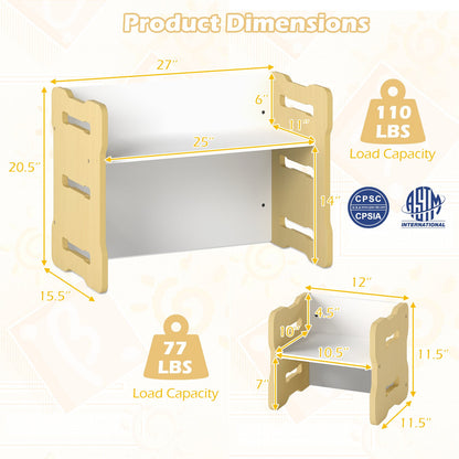 3-Piese Toddler Set with 2 Stools and Activity Table, Natural Kids Table & Chair Sets at Gallery Canada
