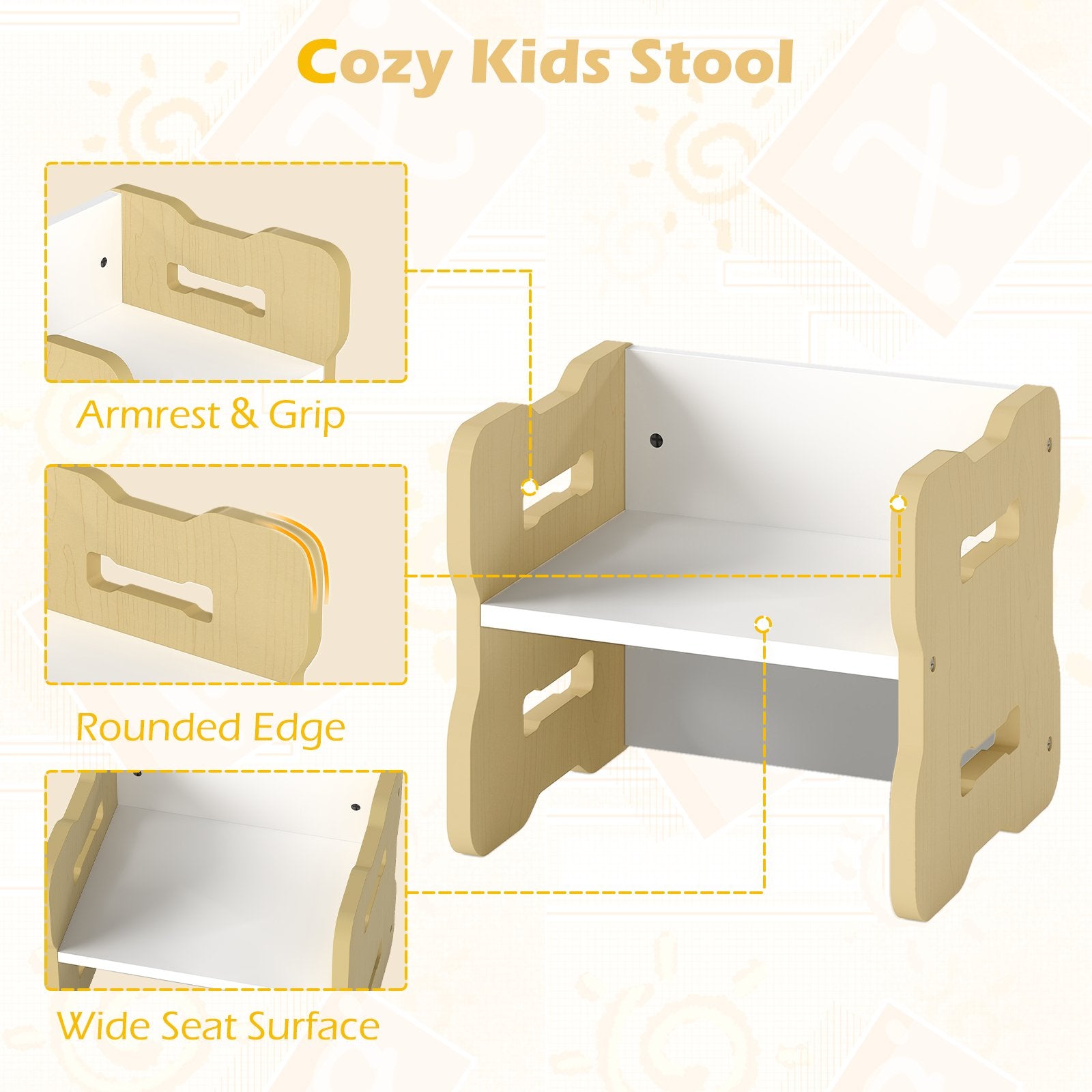 3-Piese Toddler Set with 2 Stools and Activity Table, Natural Kids Table & Chair Sets at Gallery Canada