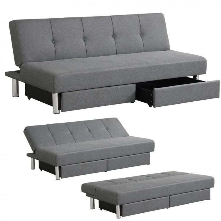 3-Seat Convertible Sofa Bed, 2 Large Drawers, 3 Adjustable Angles, Gray Sofas & Loveseats at Gallery Canada