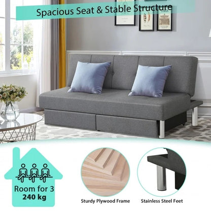 3-Seat Convertible Sofa Bed, 2 Large Drawers, 3 Adjustable Angles, Gray Sofas & Loveseats at Gallery Canada