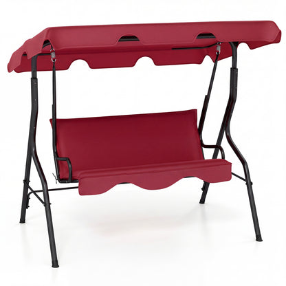 3 Seat Outdoor Patio Canopy Swing with Cushioned Steel Frame, Red Porch Swings at Gallery Canada