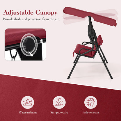 3 Seat Outdoor Patio Canopy Swing with Cushioned Steel Frame, Red Porch Swings at Gallery Canada
