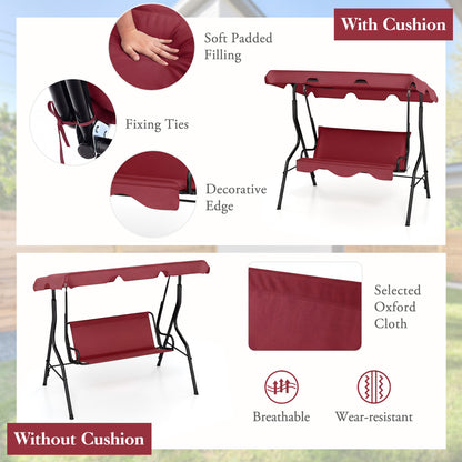 3 Seat Outdoor Patio Canopy Swing with Cushioned Steel Frame, Red Porch Swings at Gallery Canada