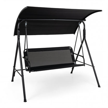 3-Seat Outdoor Patio Swing Chair, Black